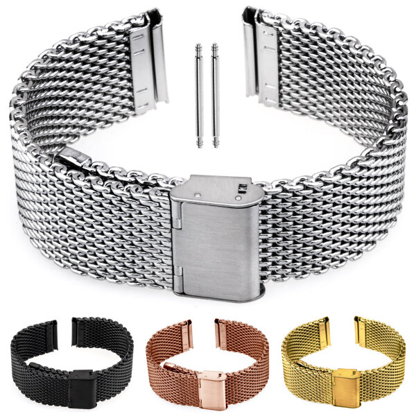 Milanaise Uhrarmband Edelstahl Mesh 18mm 20mm 22mm 24mm Silber/Schwarz/Gold/Roségold Armband Uhr Ersatz Band extra Dick 3mm