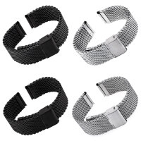Milanaise Uhrarmband Edelstahl Mesh 18mm 20mm 22mm 24mm Silber/Schwarz/Gold/Roségold Armband Uhr Ersatz Band extra Dick 3mm