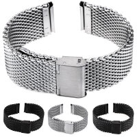 Milanaise Uhrarmband Edelstahl Mesh 18mm 20mm 22mm 24mm Silber/Schwarz/Gold/Roségold Armband Uhr Ersatz Band extra Dick 3mm