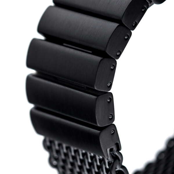 Milanaise Mesh Uhrenarmband 24mm  - Schweres Geflecht & Glieder - IP BLACK schwarz