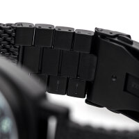 Milanaise Mesh Uhrenarmband 24mm  - Schweres Geflecht & Glieder - IP BLACK schwarz