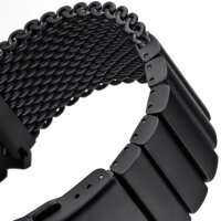 Milanaise Mesh Uhrenarmband 24mm  - Schweres Geflecht & Glieder - IP BLACK schwarz